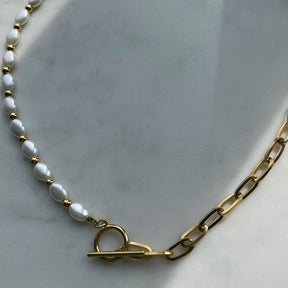 BohoMoon Stainless Steel Essence Pearl TBar Necklace