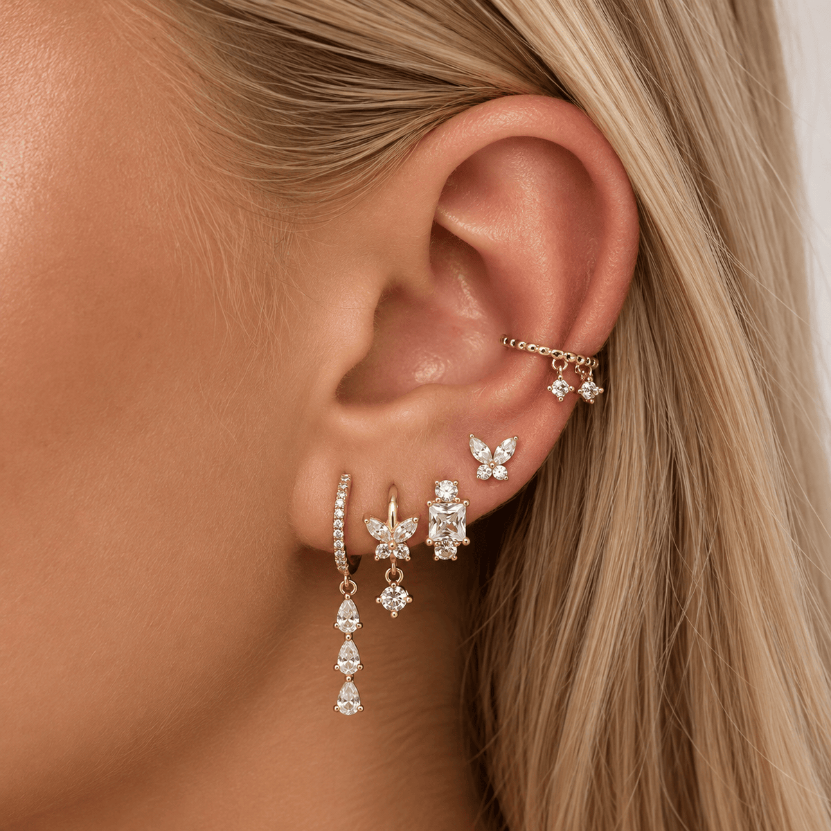 Bohomoon Stainless Steel Evelyn Butterfly Hoop Earrings