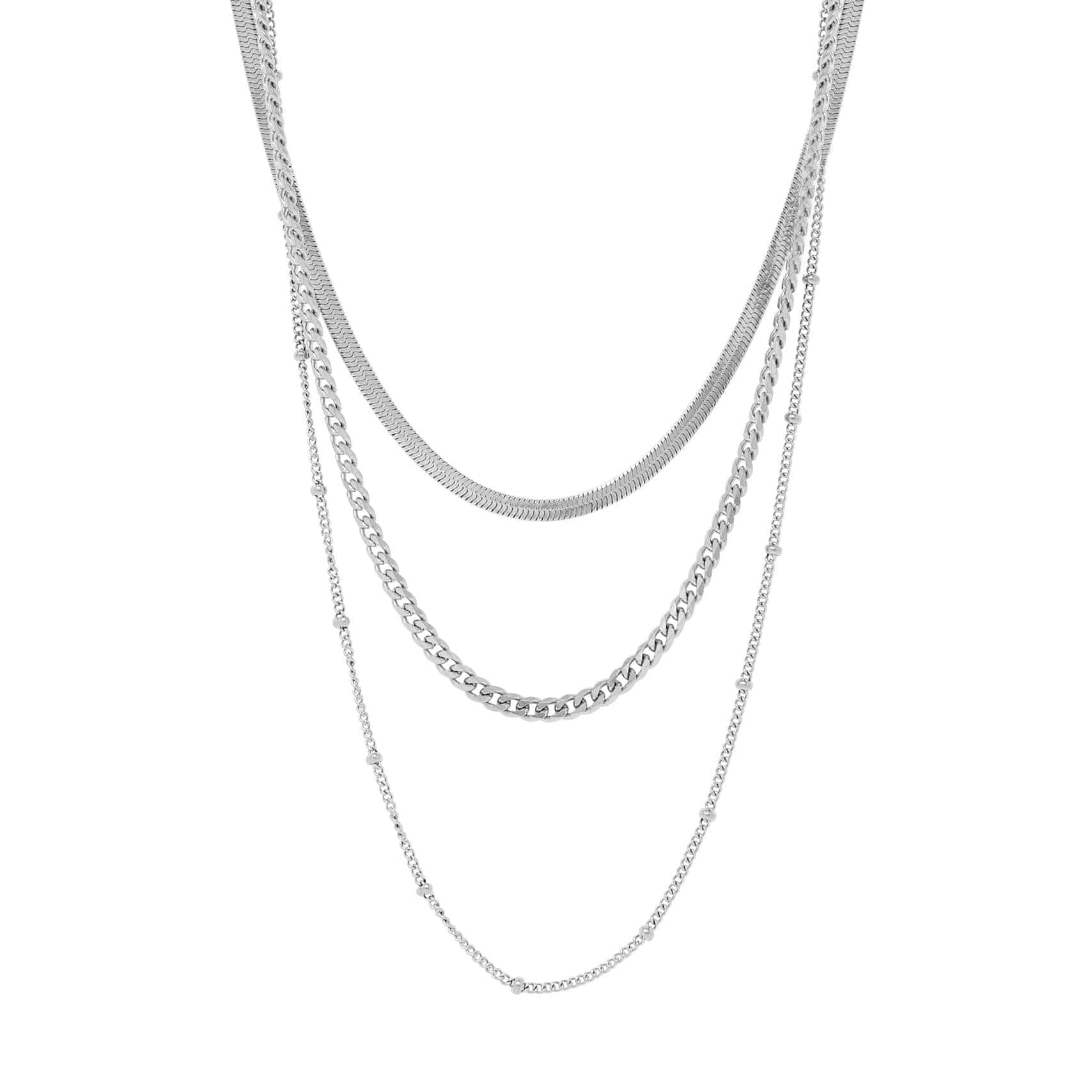 BohoMoon Stainless Steel Everly Layered Necklace Silver