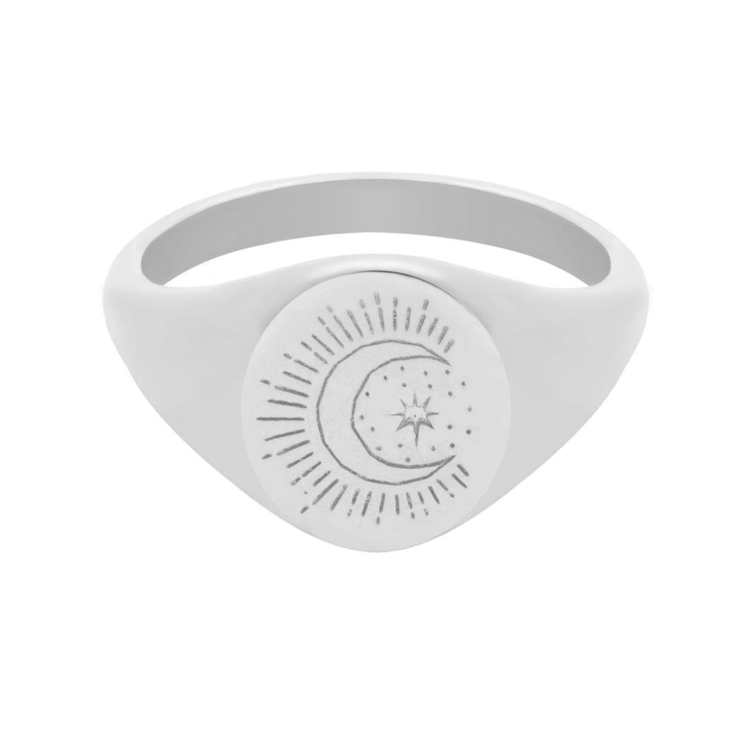 BohoMoon Stainless Steel Fantasy Signet Ring Silver / US 4 / UK H / EUR 46 / (xxsmall)