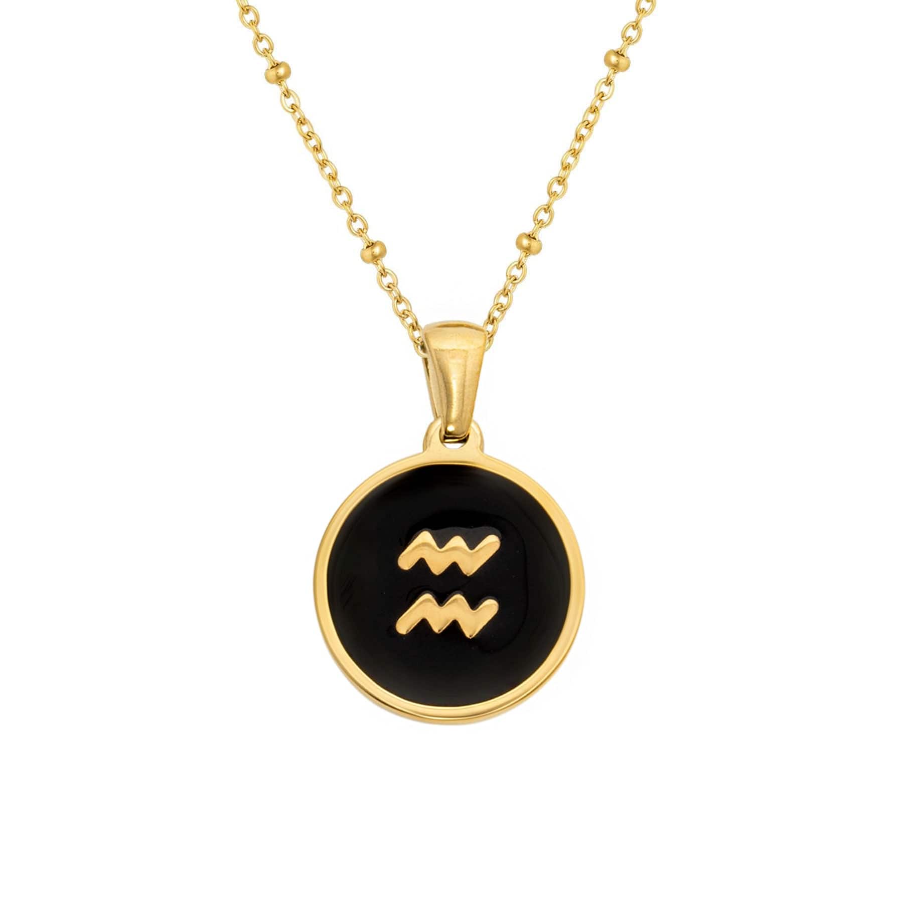 BohoMoon Stainless Steel Farrah Zodiac Necklace Gold / Aquarius