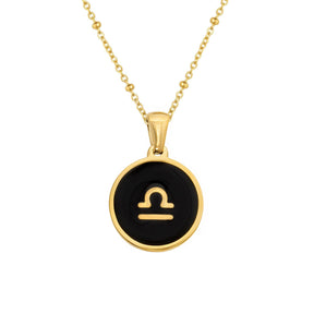 BohoMoon Stainless Steel Farrah Zodiac Necklace Gold / Libra