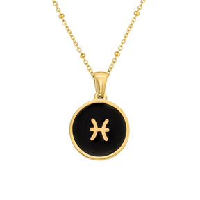 BohoMoon Stainless Steel Farrah Zodiac Necklace Gold / Pisces