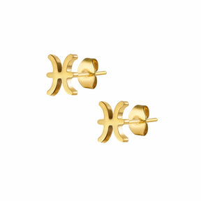 BohoMoon Stainless Steel Fate Zodiac Stud Earrings Gold / Pisces