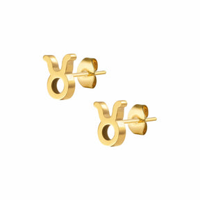 BohoMoon Stainless Steel Fate Zodiac Stud Earrings Gold / Taurus