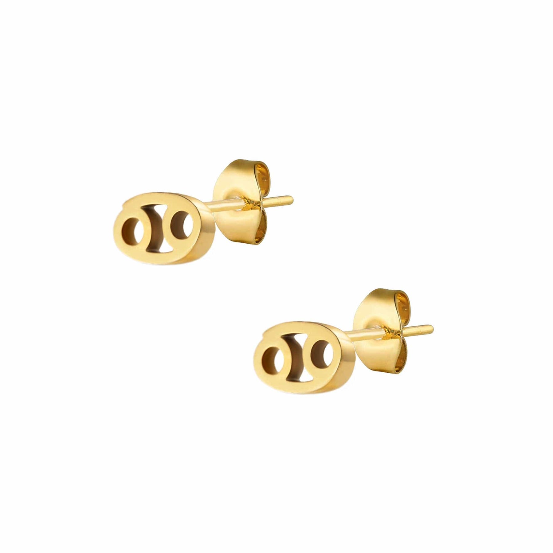 BohoMoon Stainless Steel Fate Zodiac Stud Earrings Gold / Cancer