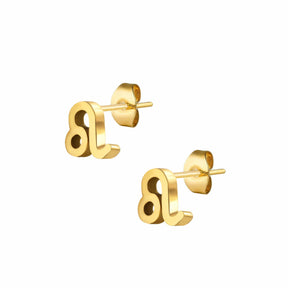 BohoMoon Stainless Steel Fate Zodiac Stud Earrings Gold / Leo