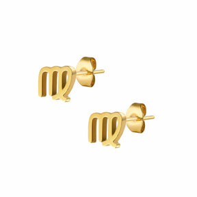 BohoMoon Stainless Steel Fate Zodiac Stud Earrings Gold / Virgo