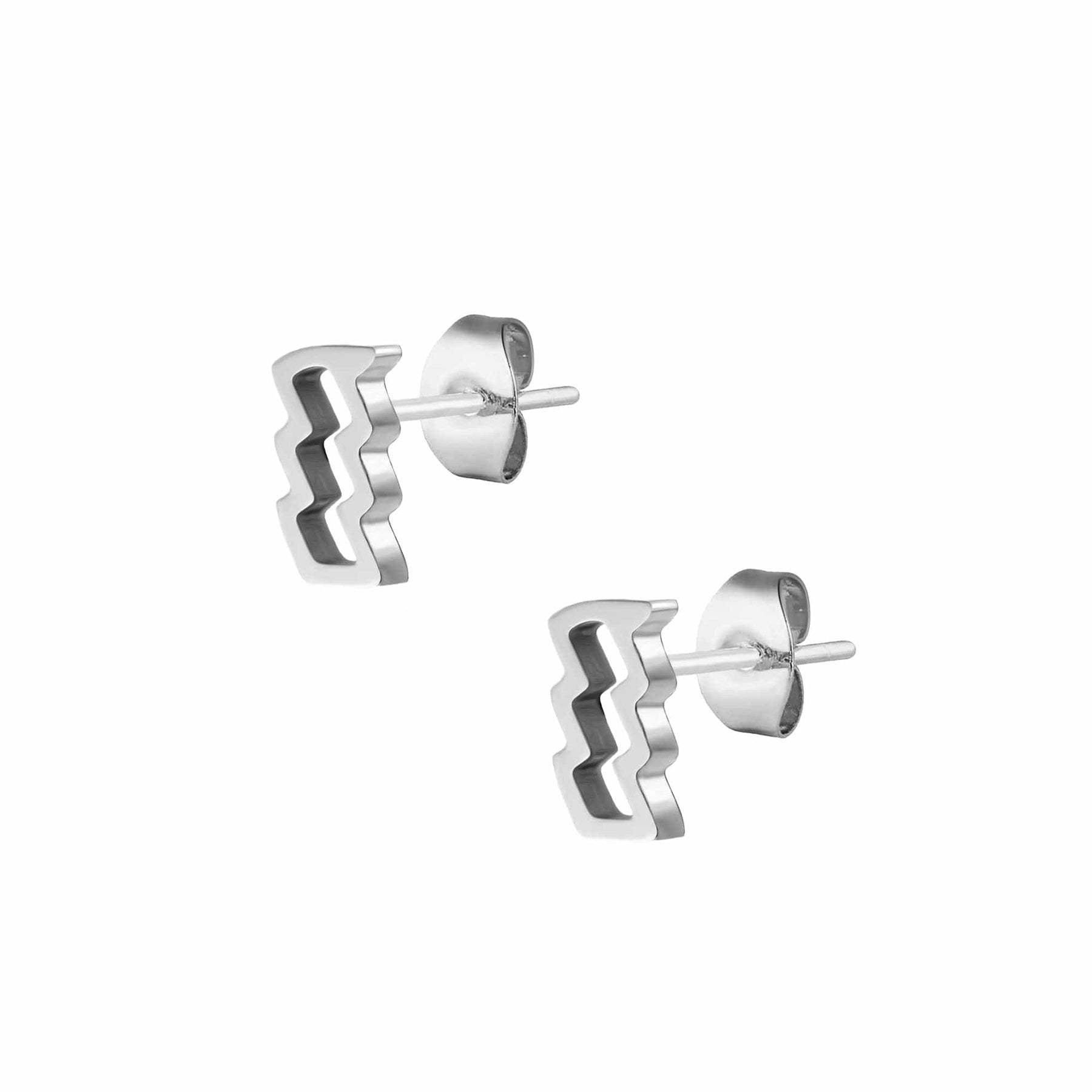 BohoMoon Stainless Steel Fate Zodiac Stud Earrings Silver / Aquarius