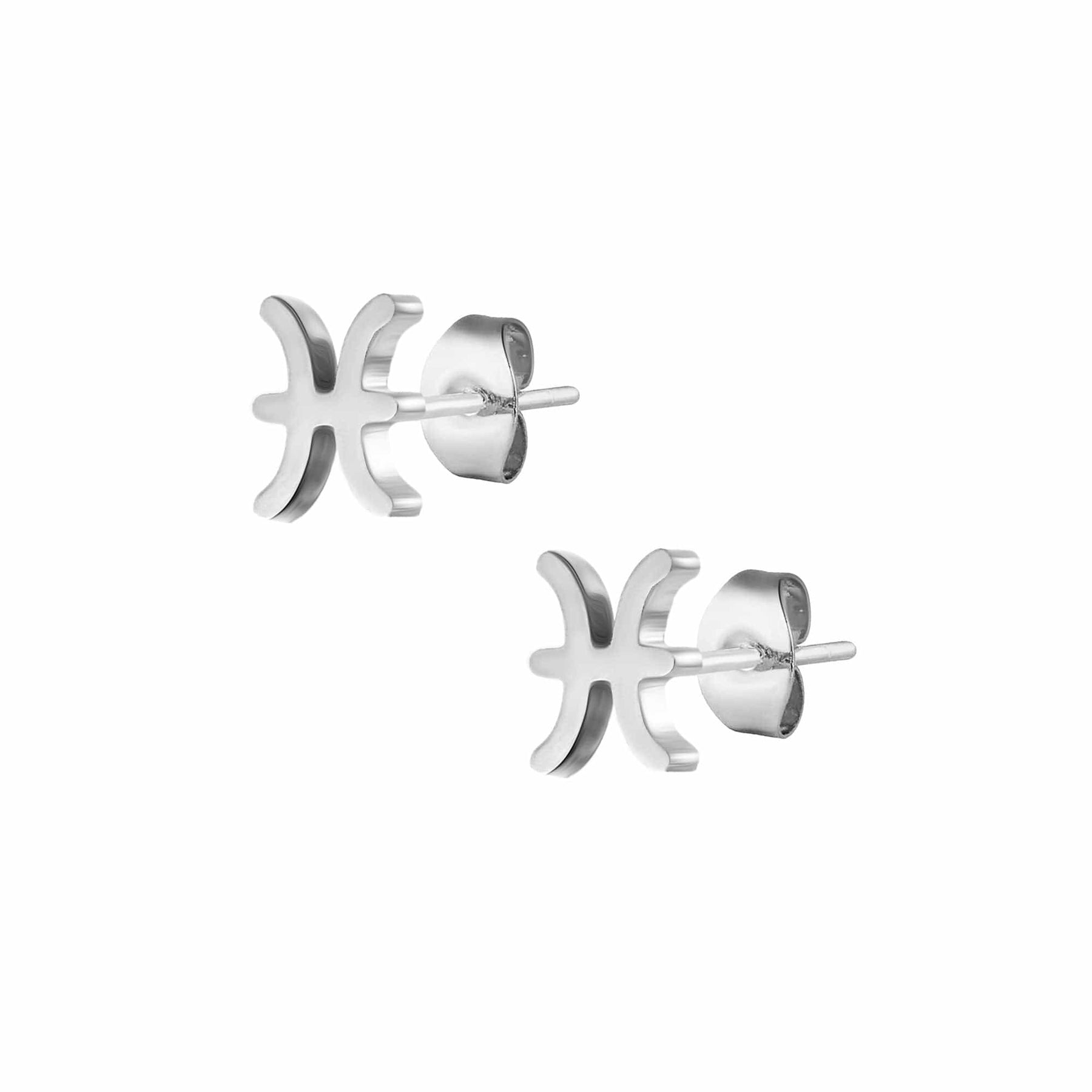 BohoMoon Stainless Steel Fate Zodiac Stud Earrings Silver / Pisces