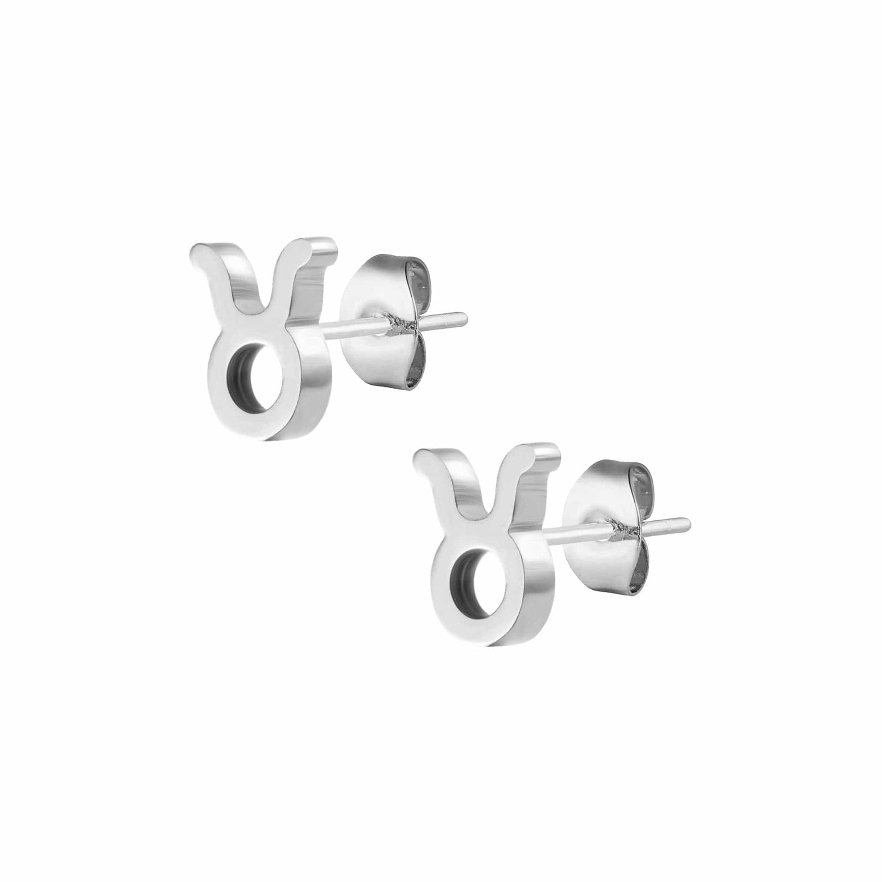 BohoMoon Stainless Steel Fate Zodiac Stud Earrings Silver / Taurus