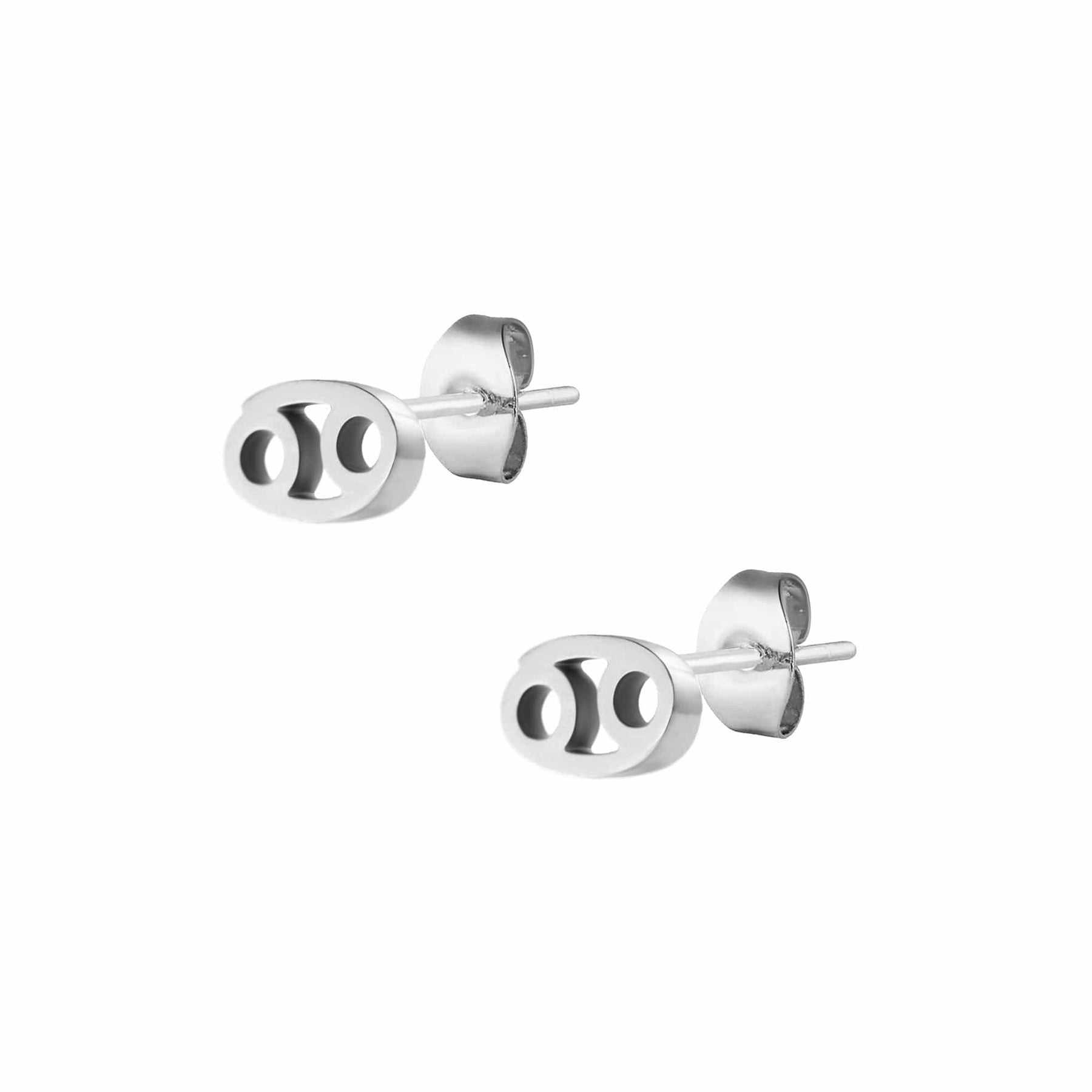 BohoMoon Stainless Steel Fate Zodiac Stud Earrings Silver / Cancer