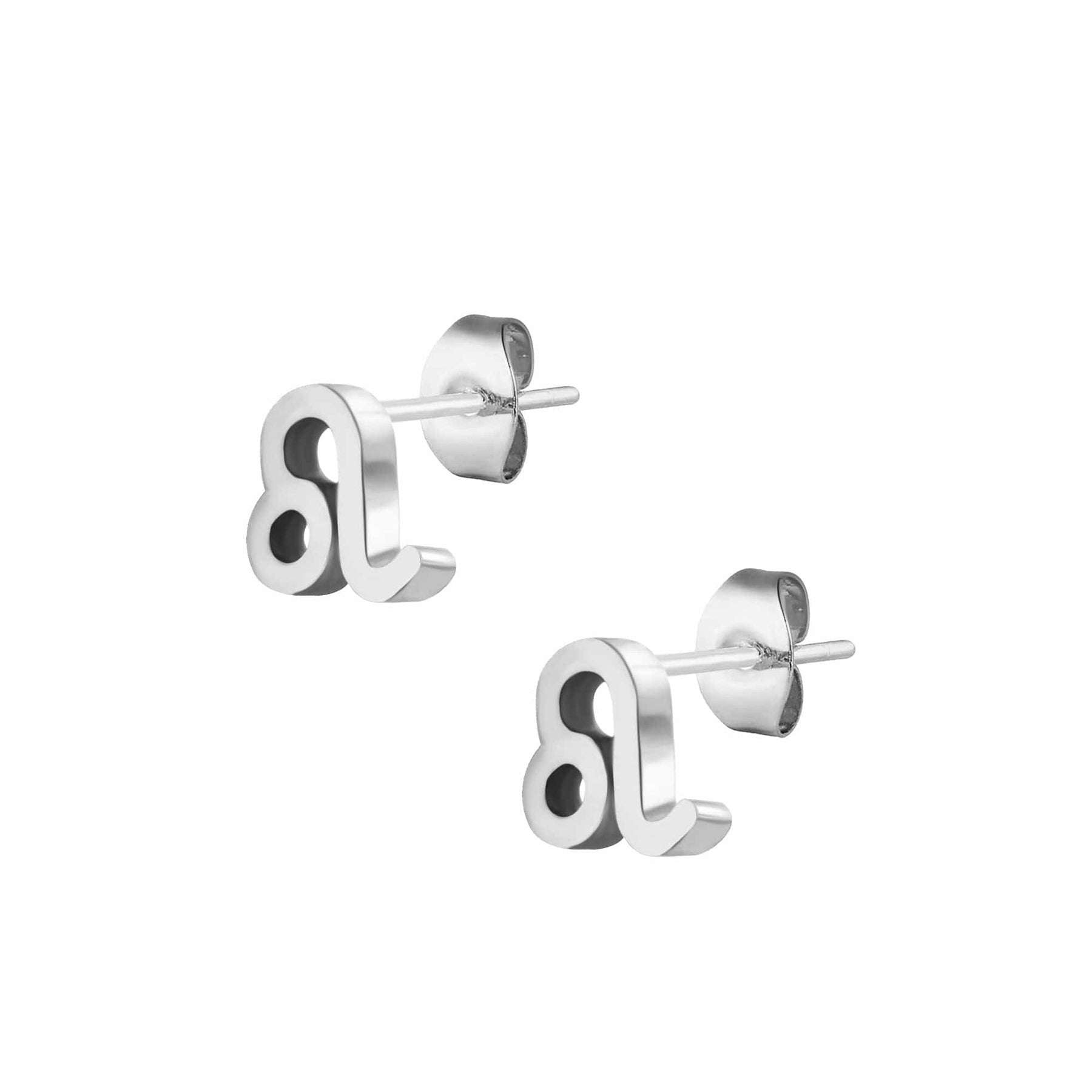 BohoMoon Stainless Steel Fate Zodiac Stud Earrings Silver / Leo