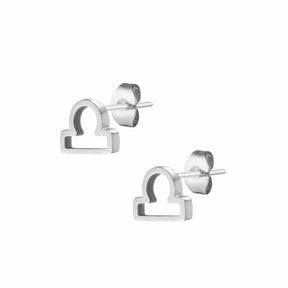 BohoMoon Stainless Steel Fate Zodiac Stud Earrings Silver / Libra