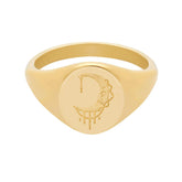 BohoMoon Stainless Steel Feel By The Moon Signet Ring Gold / US 5 / UK J / EUR 49 (x small)