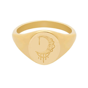 BohoMoon Stainless Steel Feel By The Moon Signet Ring Gold / US 5 / UK J / EUR 49 (x small)