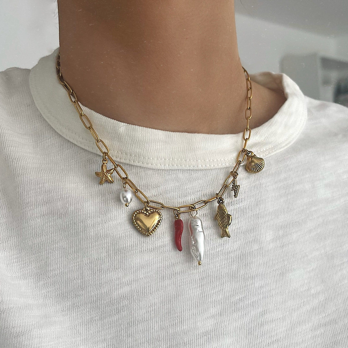 Bohomoon Stainless Steel Fiery Charm Necklace