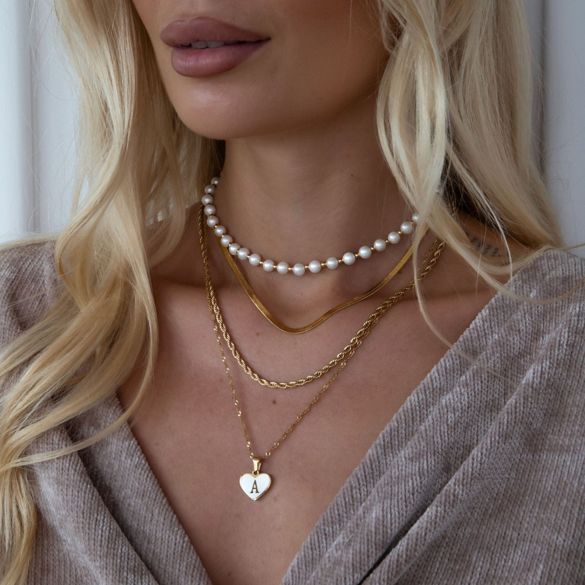 BohoMoon Stainless Steel Fifi Pearl Initial Necklace