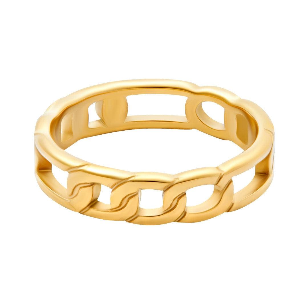 BohoMoon Stainless Steel Figaro Chain Ring Gold / US 5 / UK J / EUR 49 (x small)
