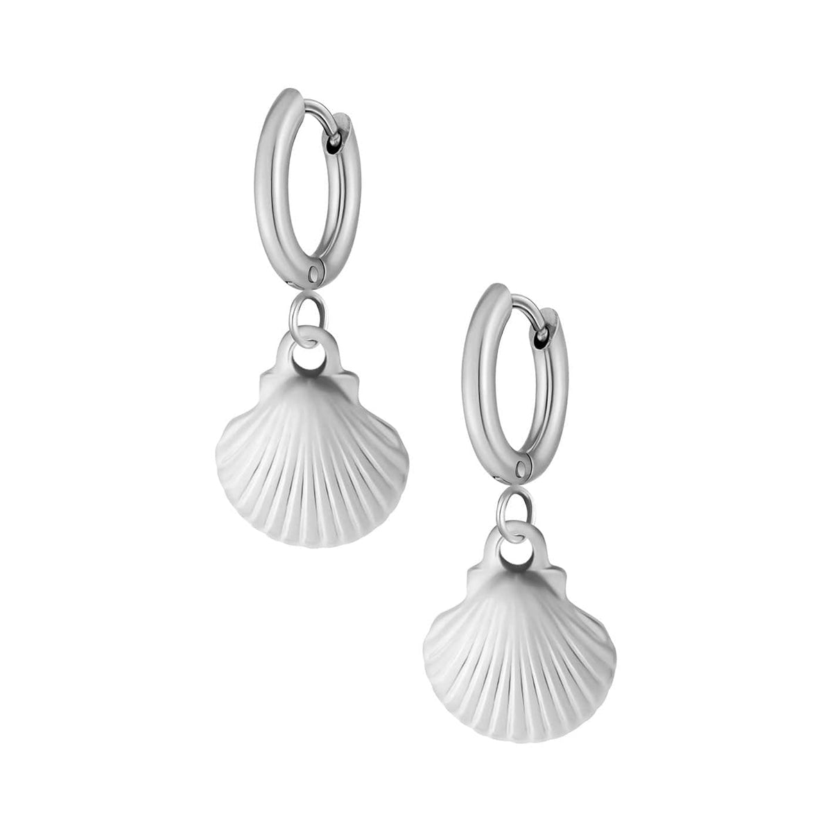 Bohomoon Stainless Steel Flavia Shell Hoop Earrings