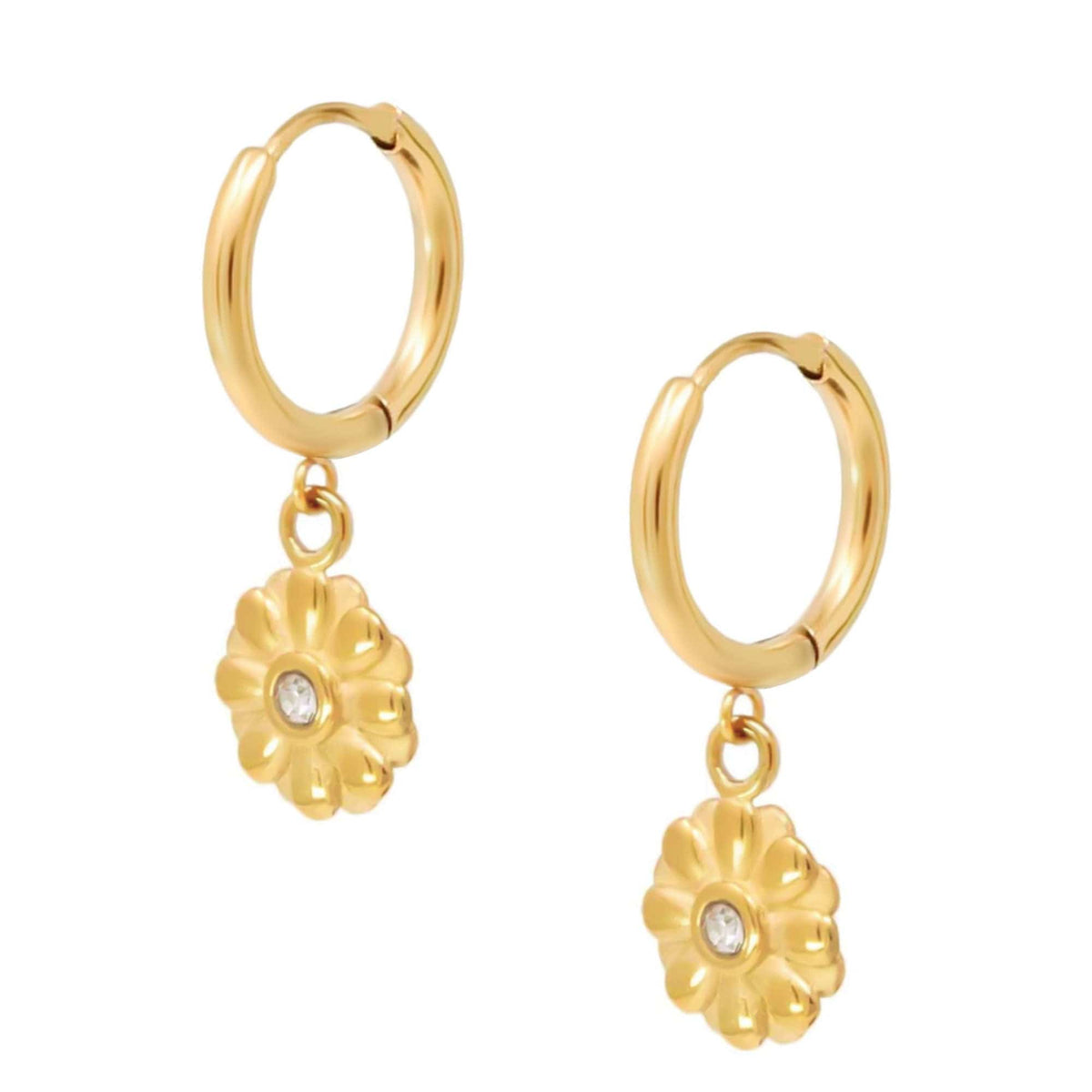 BohoMoon Stainless Steel Fleur Hoop Earrings Gold