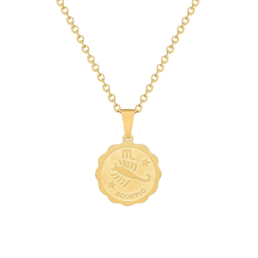 BohoMoon Stainless Steel Fleur Zodiac Necklace Gold / Capricorn