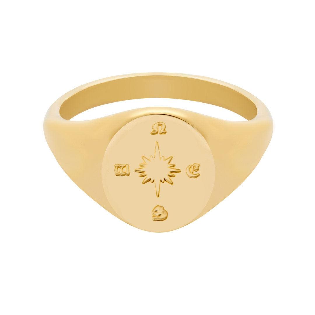 BohoMoon Stainless Steel Follow Your Heart Signet Ring Gold / US 5 / UK J / EUR 49 (x small)