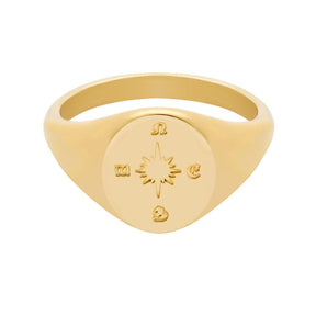 BohoMoon Stainless Steel Follow Your Heart Signet Ring Gold / US 5 / UK J / EUR 49 (x small)
