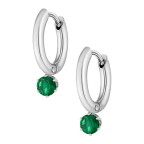Bohomoon Stainless Steel Forever Birthstone Hoop Earrings