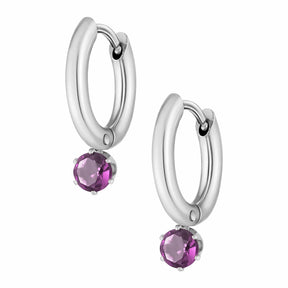 Bohomoon Stainless Steel Forever Birthstone Hoop Earrings