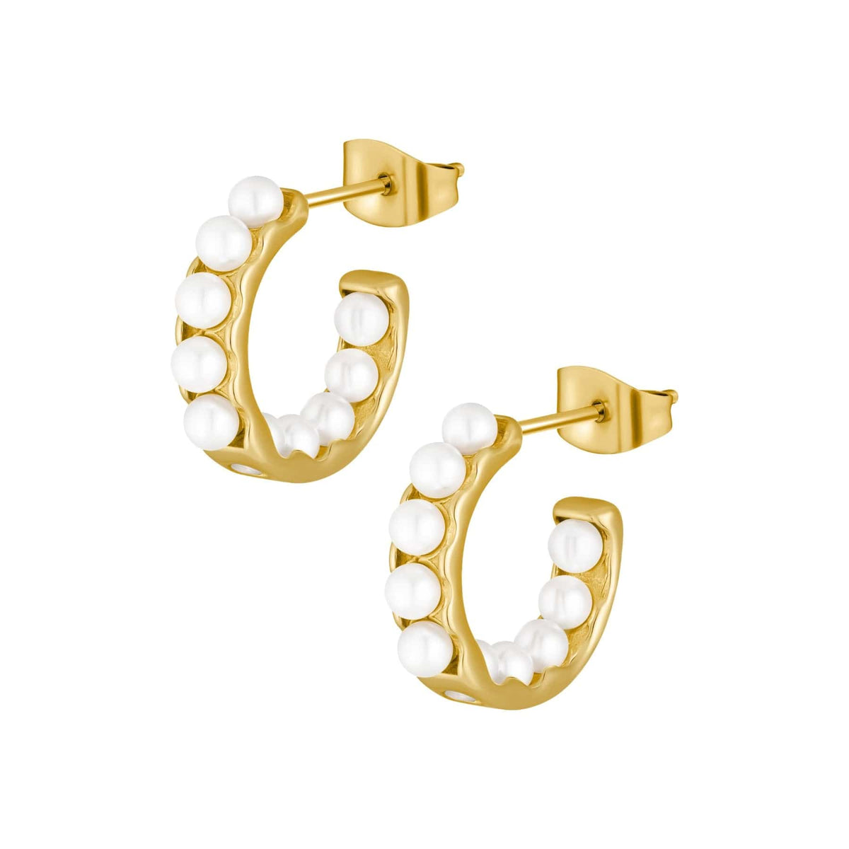Bohomoon Stainless Steel Forever Pearl Hoop Earrings