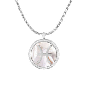 BohoMoon Stainless Steel Frost Zodiac Necklace Silver / Pisces