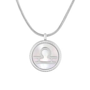 BohoMoon Stainless Steel Frost Zodiac Necklace Silver / Libra