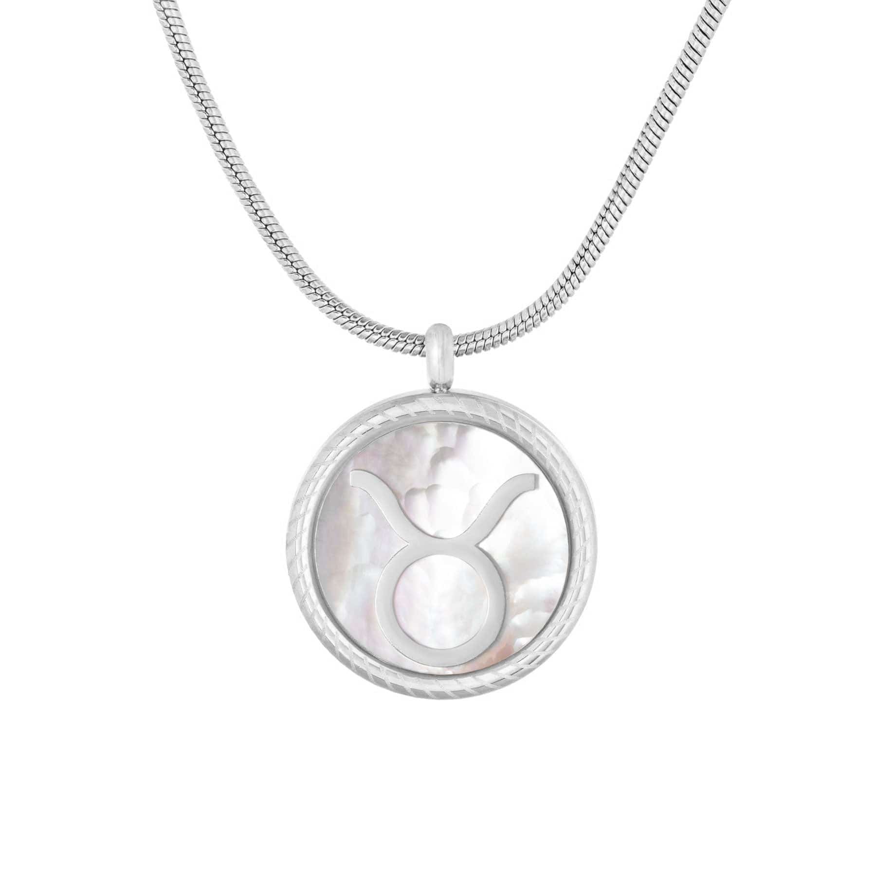 BohoMoon Stainless Steel Frost Zodiac Necklace Silver / Taurus