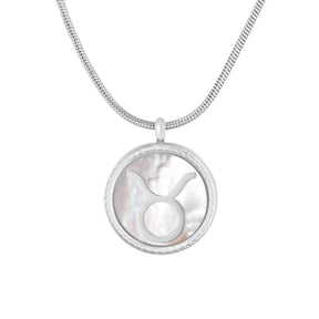 BohoMoon Stainless Steel Frost Zodiac Necklace Silver / Taurus