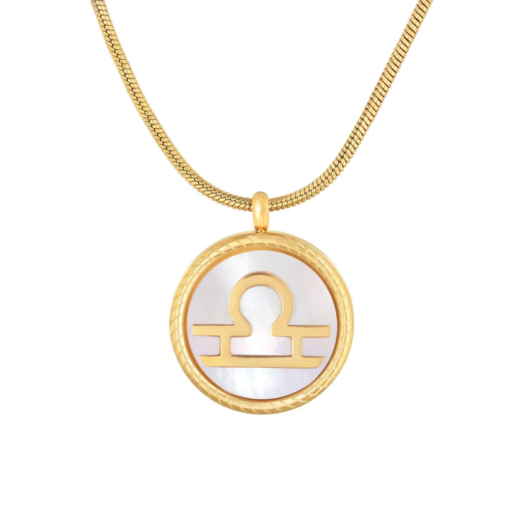 BohoMoon Stainless Steel Frost Zodiac Necklace Gold / Libra