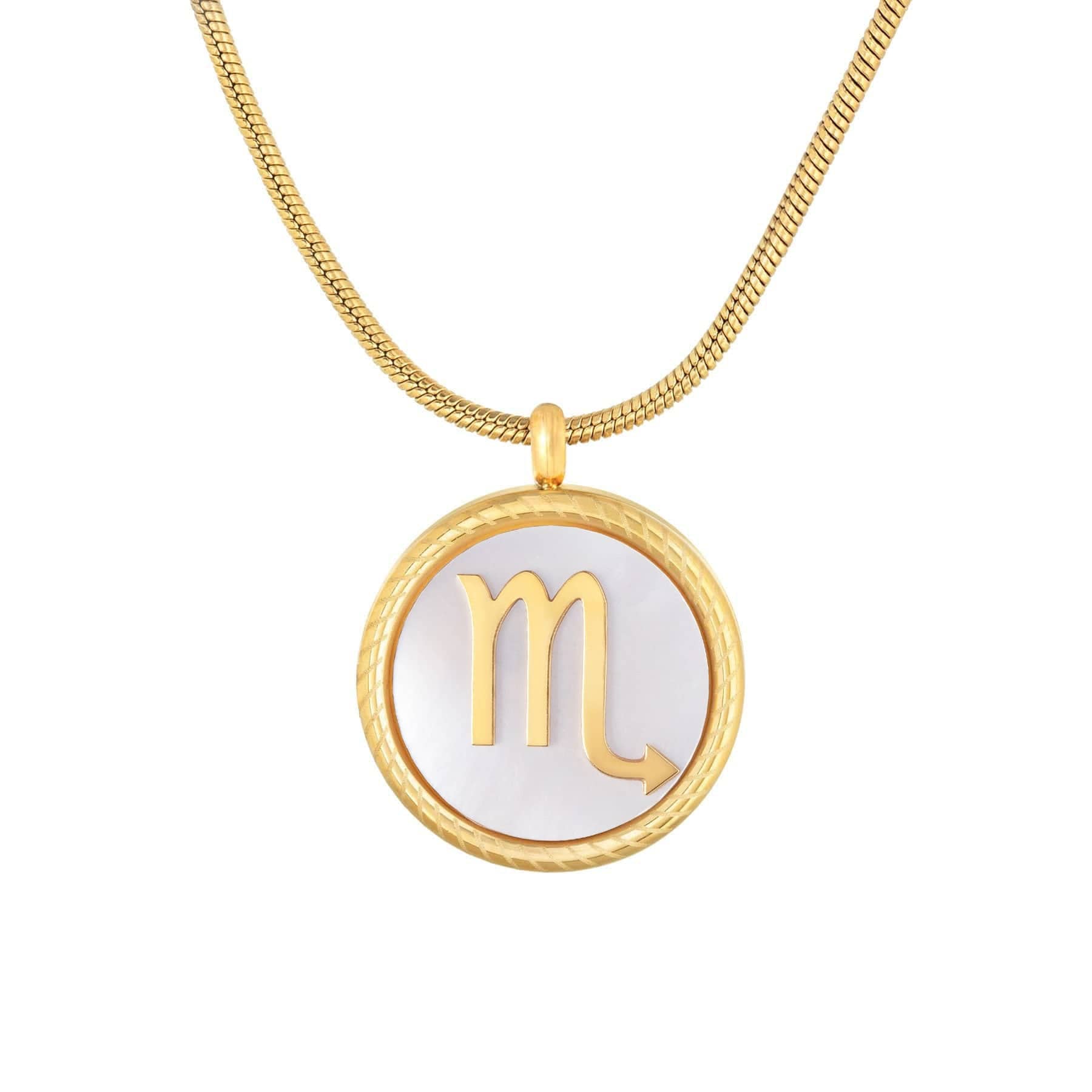 BohoMoon Stainless Steel Frost Zodiac Necklace Gold / Scorpio