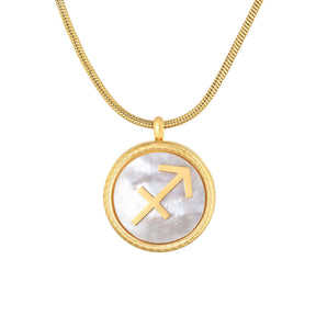 BohoMoon Stainless Steel Frost Zodiac Necklace Gold / Sagittarius
