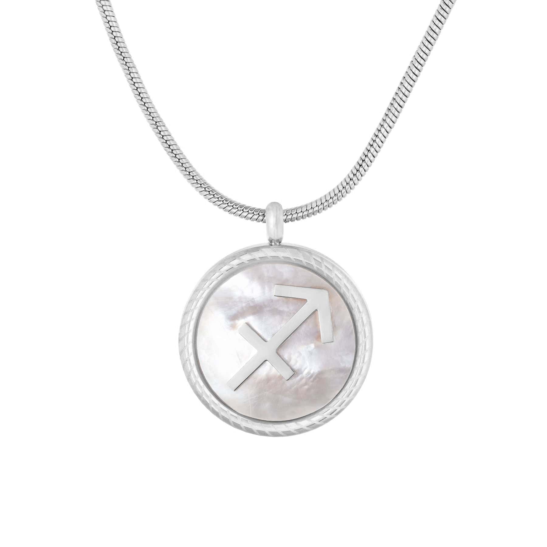 BohoMoon Stainless Steel Frost Zodiac Necklace Silver / Sagittarius