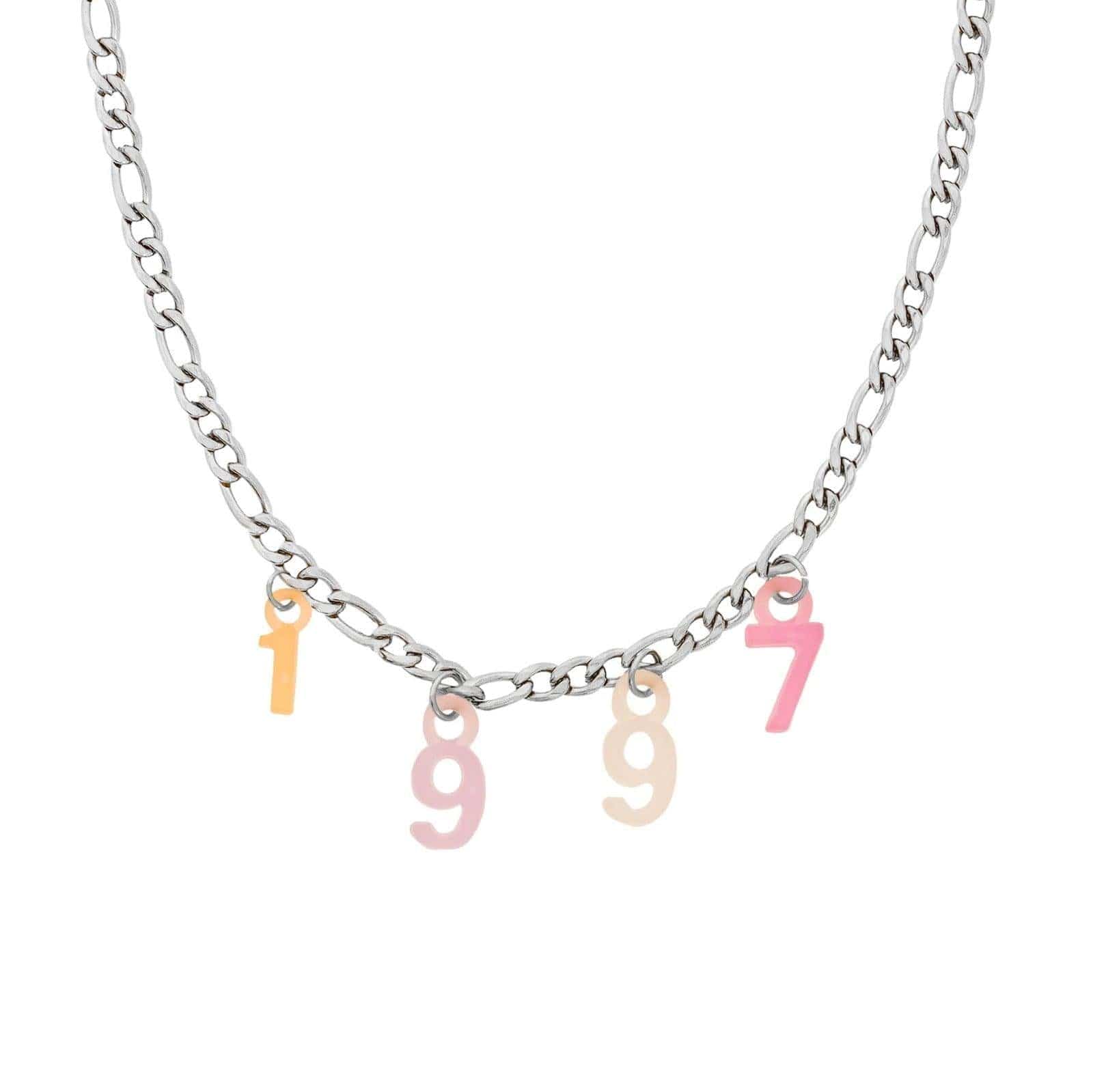 BohoMoon Stainless Steel Frosted Custom Year Choker Silver