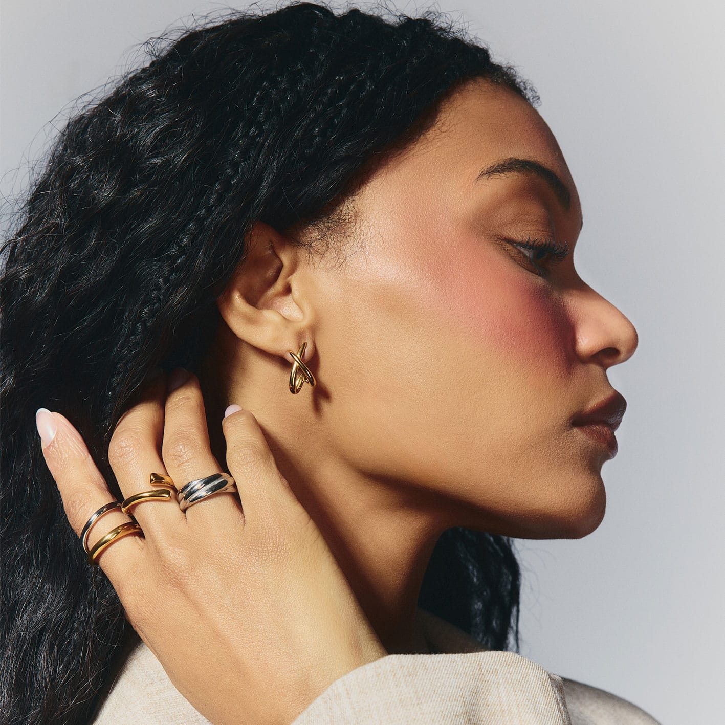 Bohomoon Stainless Steel Fusion Hoop Earrings