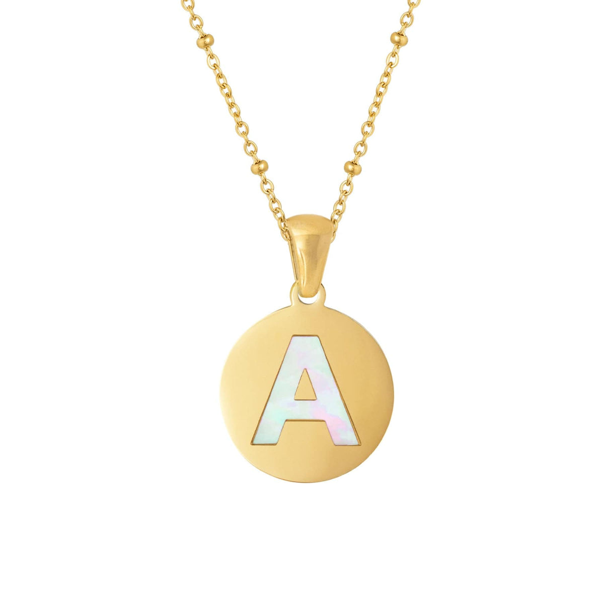 BohoMoon Stainless Steel Gaia Pearl Initial Necklace
