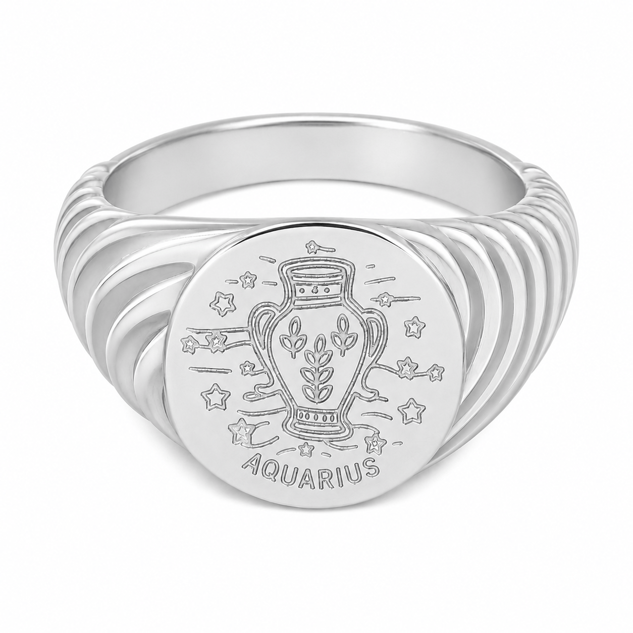 Bohomoon Stainless Steel Galaxy Zodiac Signet Ring