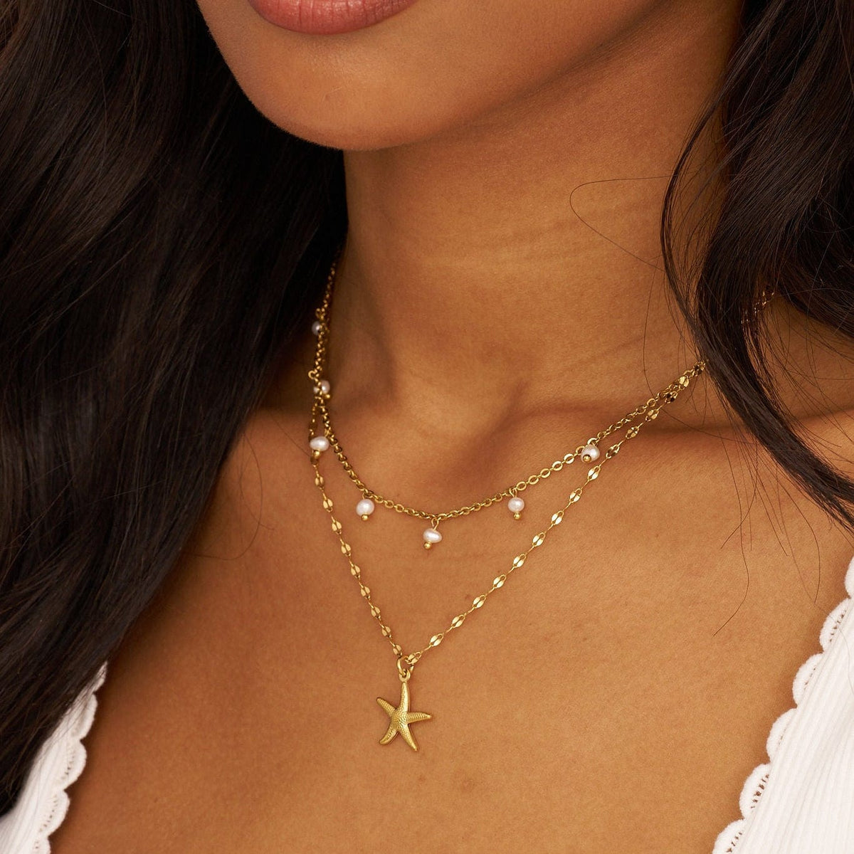Bohomoon Stainless Steel Garcelle Pearl Layered Necklace