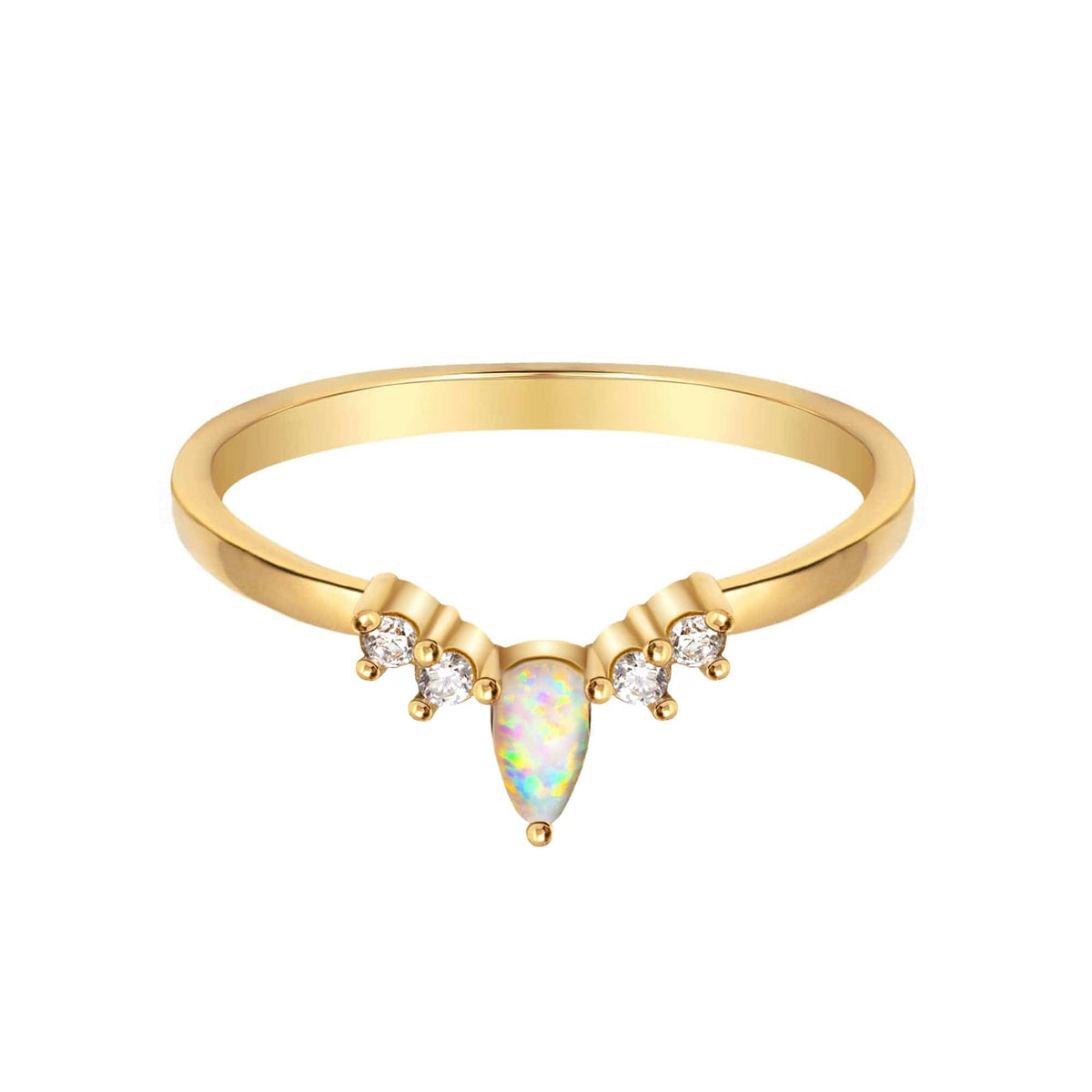 BohoMoon Stainless Steel Georgia Opal Ring Gold / US 6 / UK L / EUR 51 (small)
