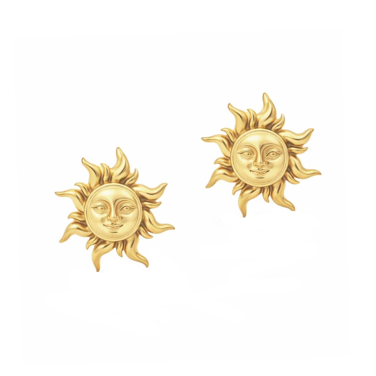 Bohomoon Stainless Steel Gilded Sun Stud Earrings