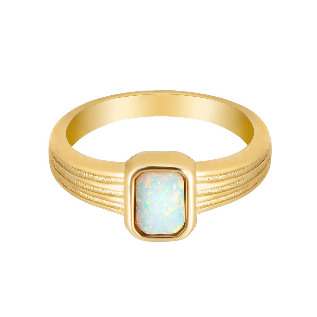 BohoMoon Stainless Steel Glacier Opal Ring Gold / US 6 / UK L / EUR 51 (small)