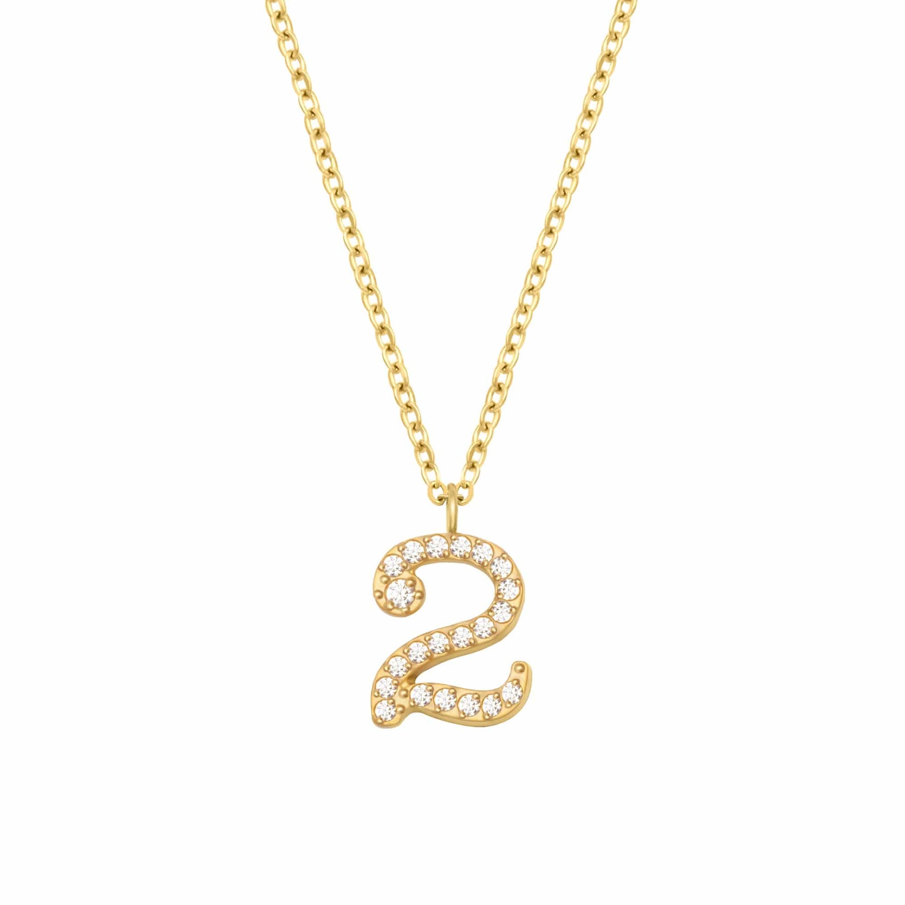 BohoMoon Stainless Steel Glow Number Necklace Gold / 2
