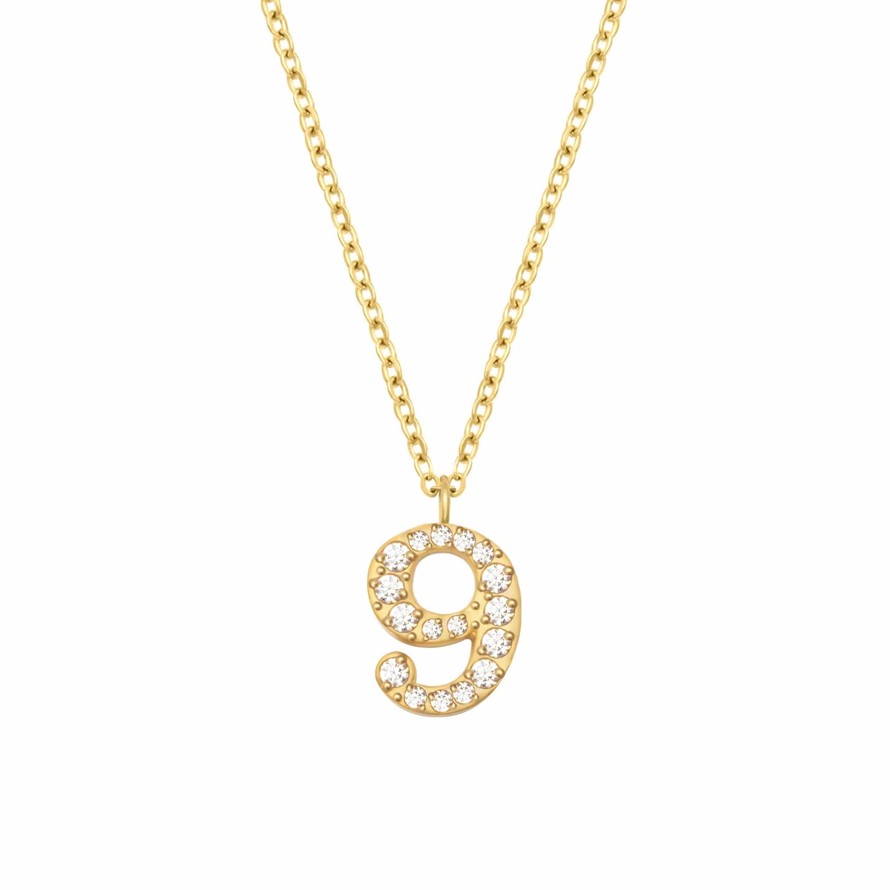BohoMoon Stainless Steel Glow Number Necklace Gold / 9