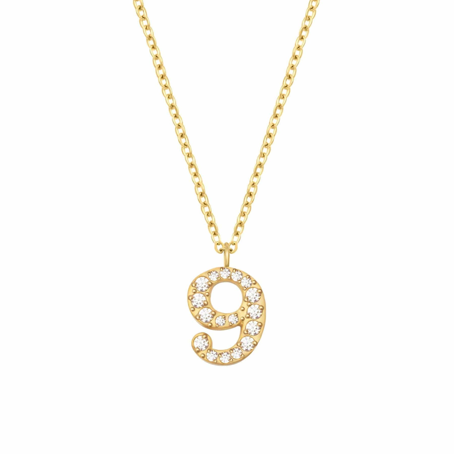 BohoMoon Stainless Steel Glow Number Necklace Gold / 9